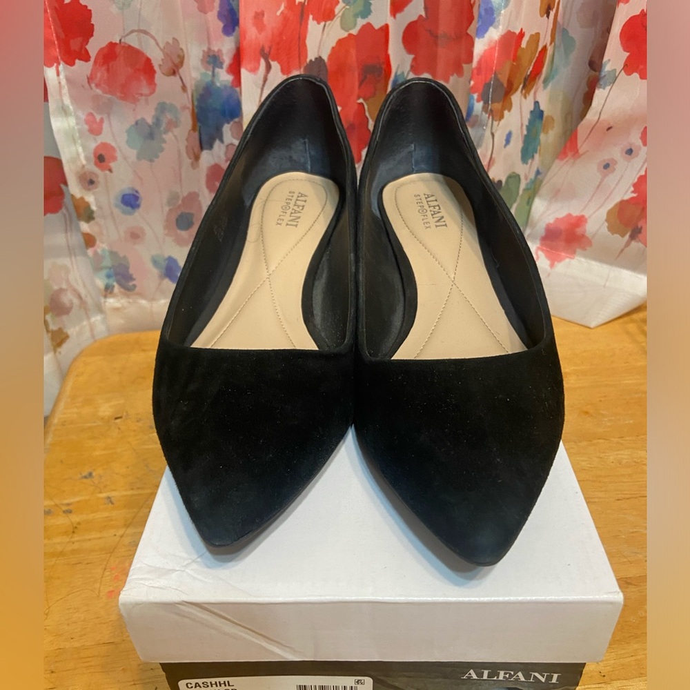Black suede chunk heel